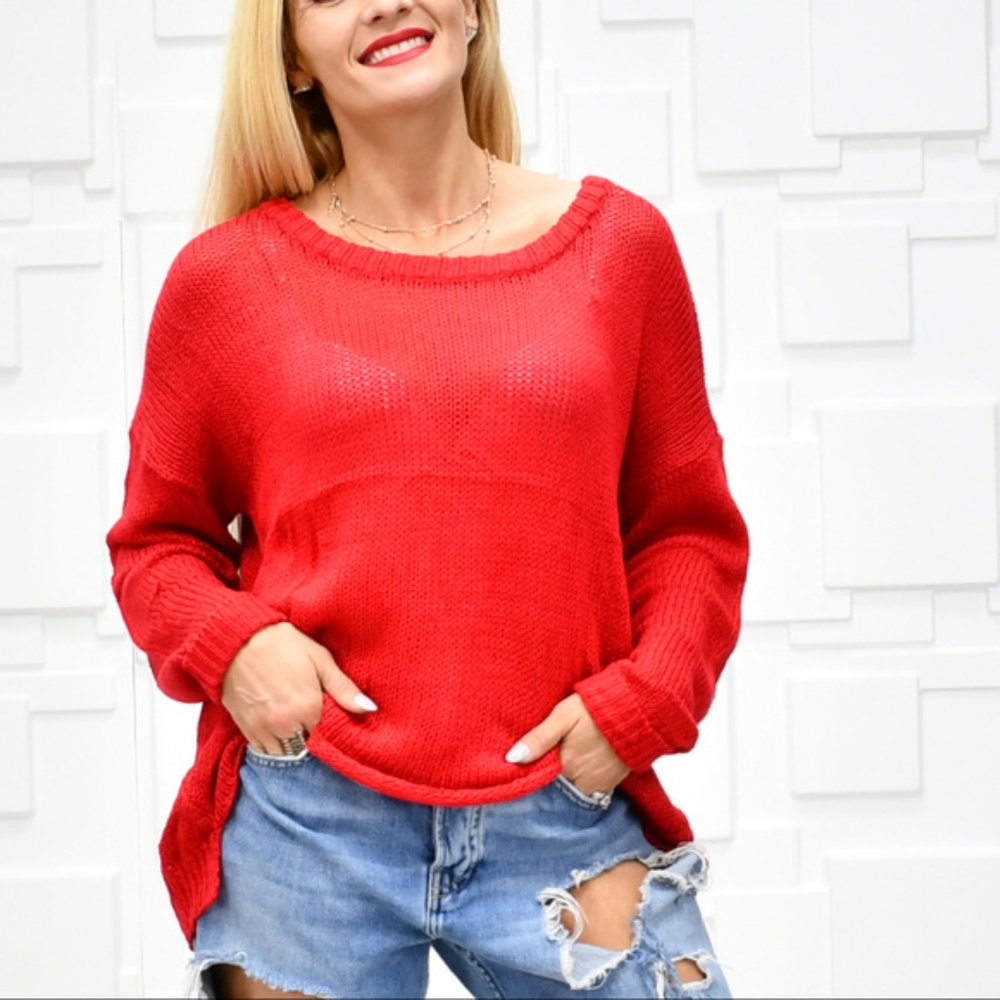 ROSE Red Sweater Sequin Elbows - Picture 3 of 4